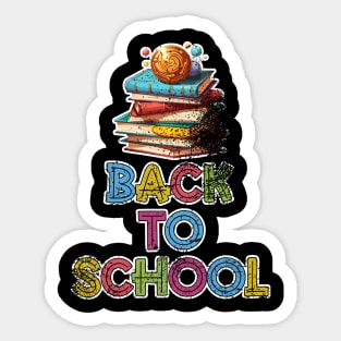 Back to School Stack of Books Distressed Type Sticker